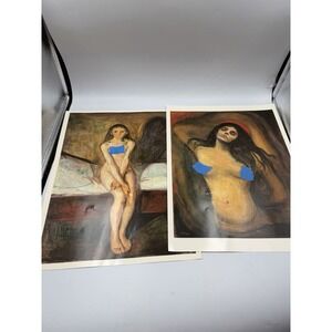 Set Of 2 Edvard Munch "Madonna 1895" "Puberty Nude" Rare Poster Prints 16x12in